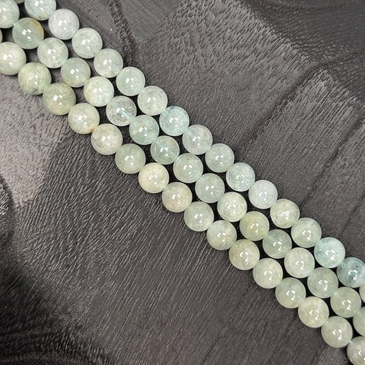 Aquamarine 8mm Smooth Round Bead - 8" Strand (GEM2089)