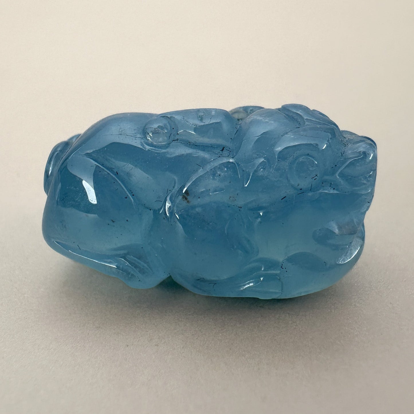 Aquamarine Carved Pixiu Pendant - 1 pc.