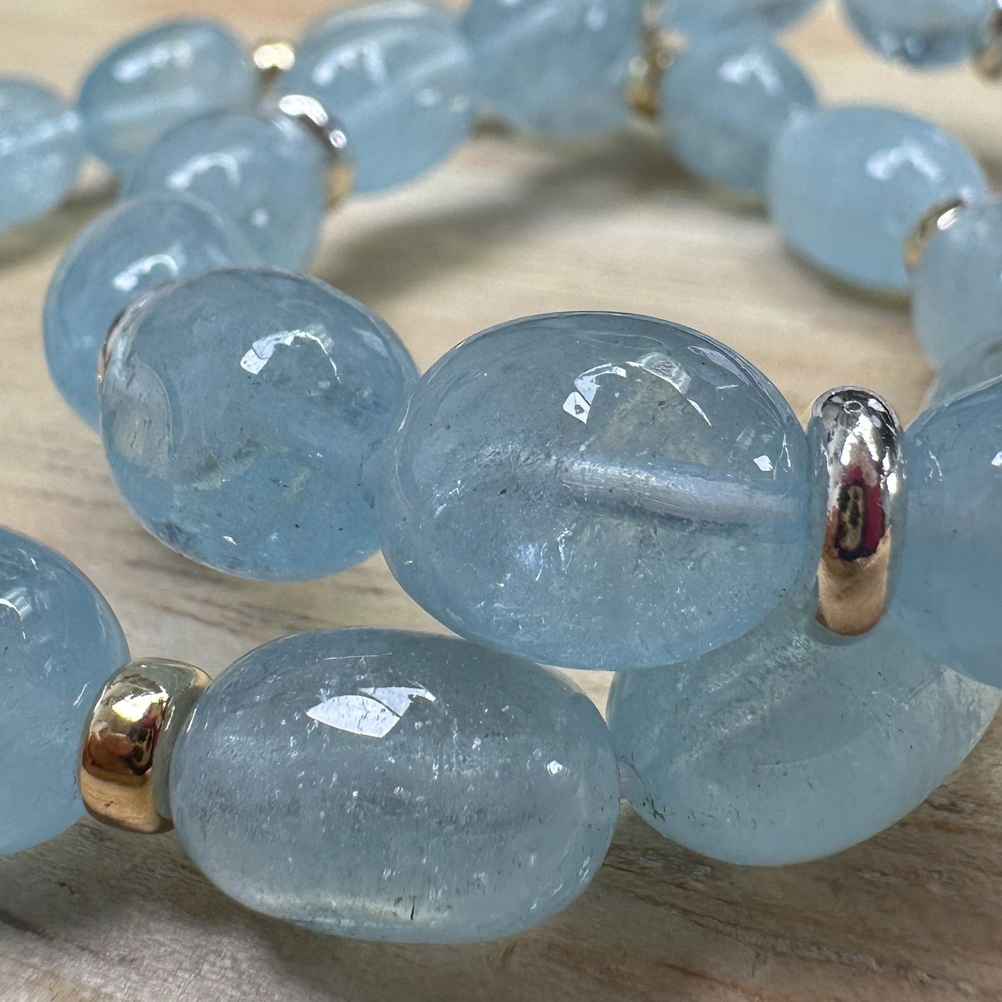 Aquamarine Nugget 11-12mm Barrel Bead - 1 pc. (P3097)