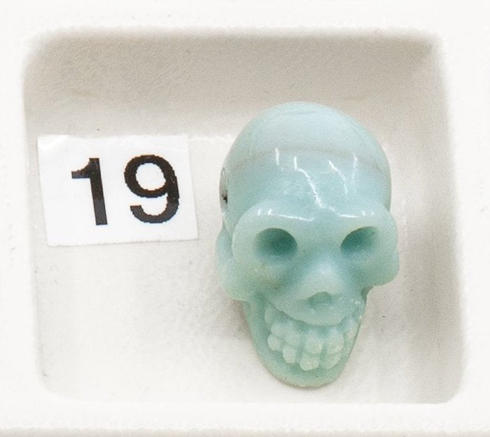 Assorted Stone Carved Skull Bead (11 Stones Available) - 1 pc.