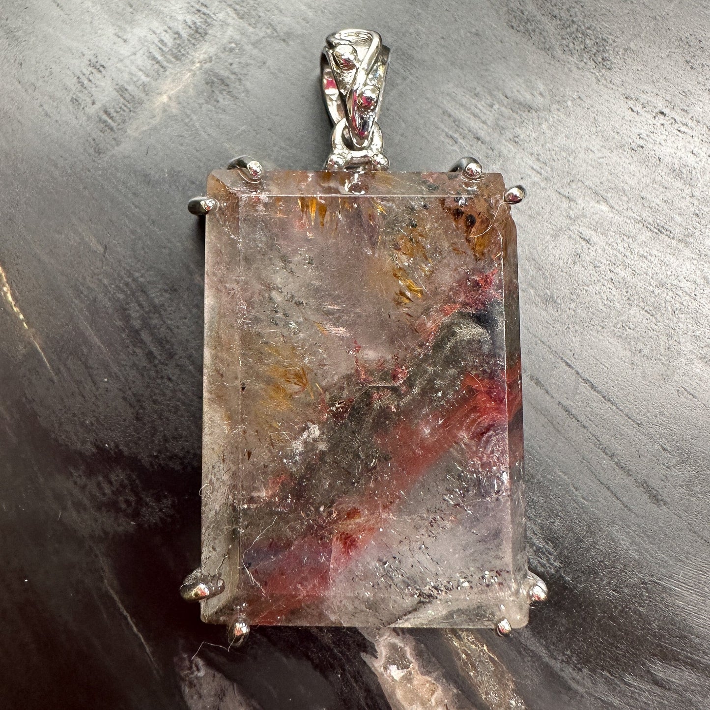 Auralite 23 Faceted Rectangle Pendant with Sterling Silver - 1 pc.-The Bead Gallery Honolulu