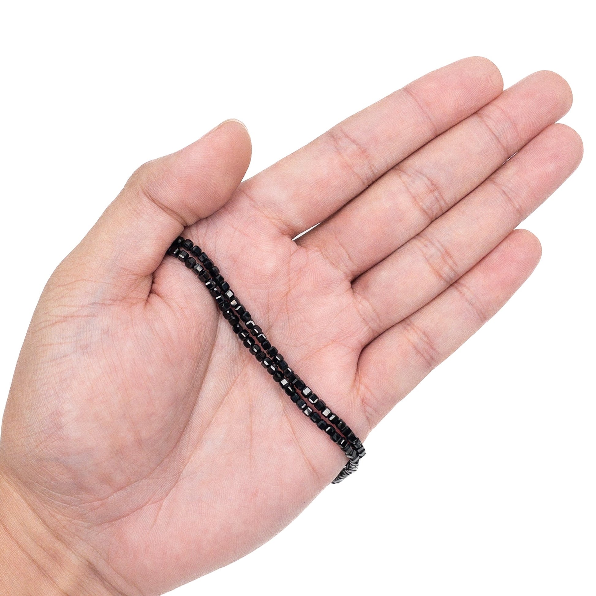 Black Spinel 3mm Faceted Cube Bead - 3" MINI Strand