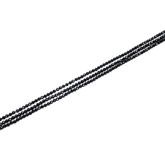 Black Spinel 3mm Faceted Round Bead - 7.75" Strand