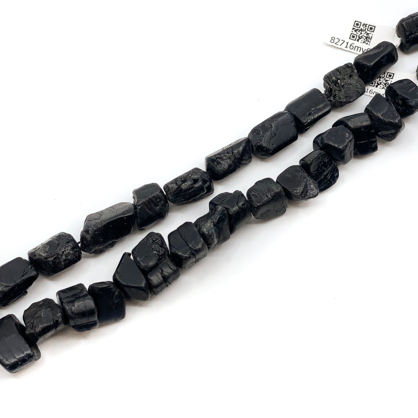 Black Tourmaline 8-14mm x 10-19mm Rough Nugget Bead - 8" Strand