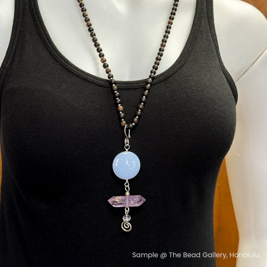 Blue Chalcedony, Ametrine, and Cape Amethyst Mala Bead Mix - 3 pcs. (MIX099)