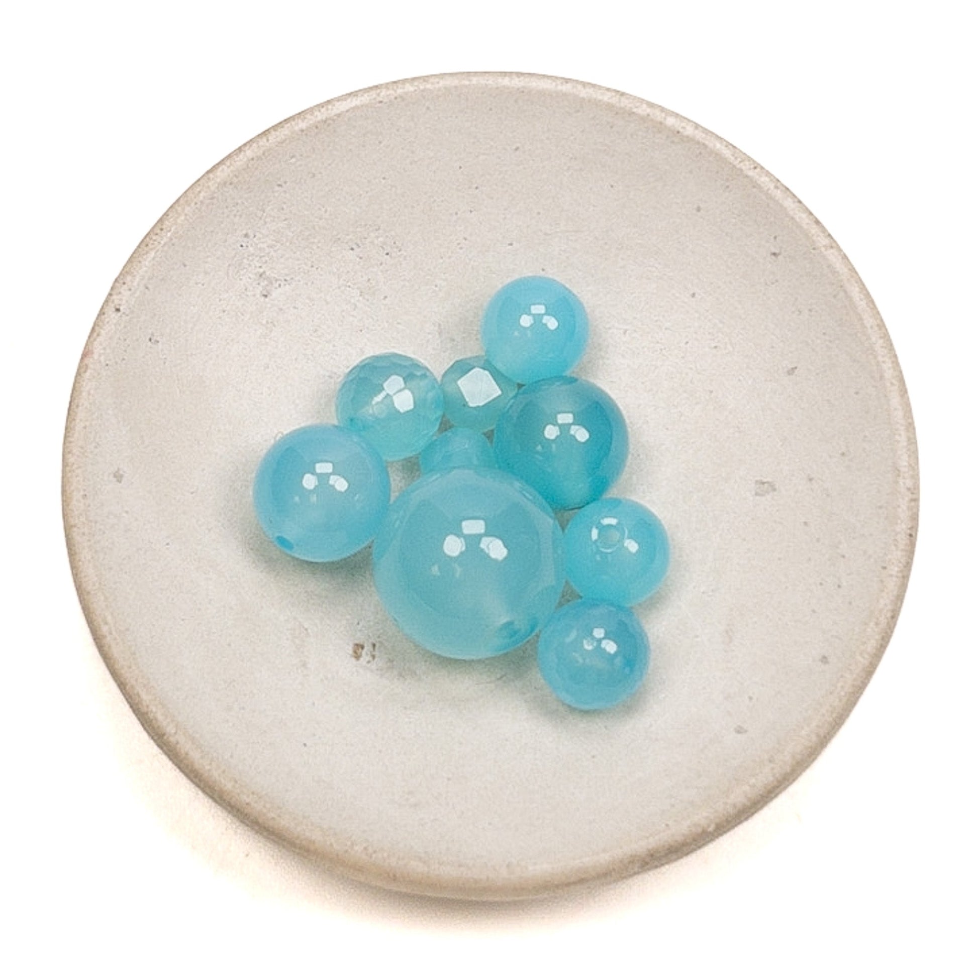 Blue Chalcedony Premium Round Gemstone Bead Mix - 9 pcs.