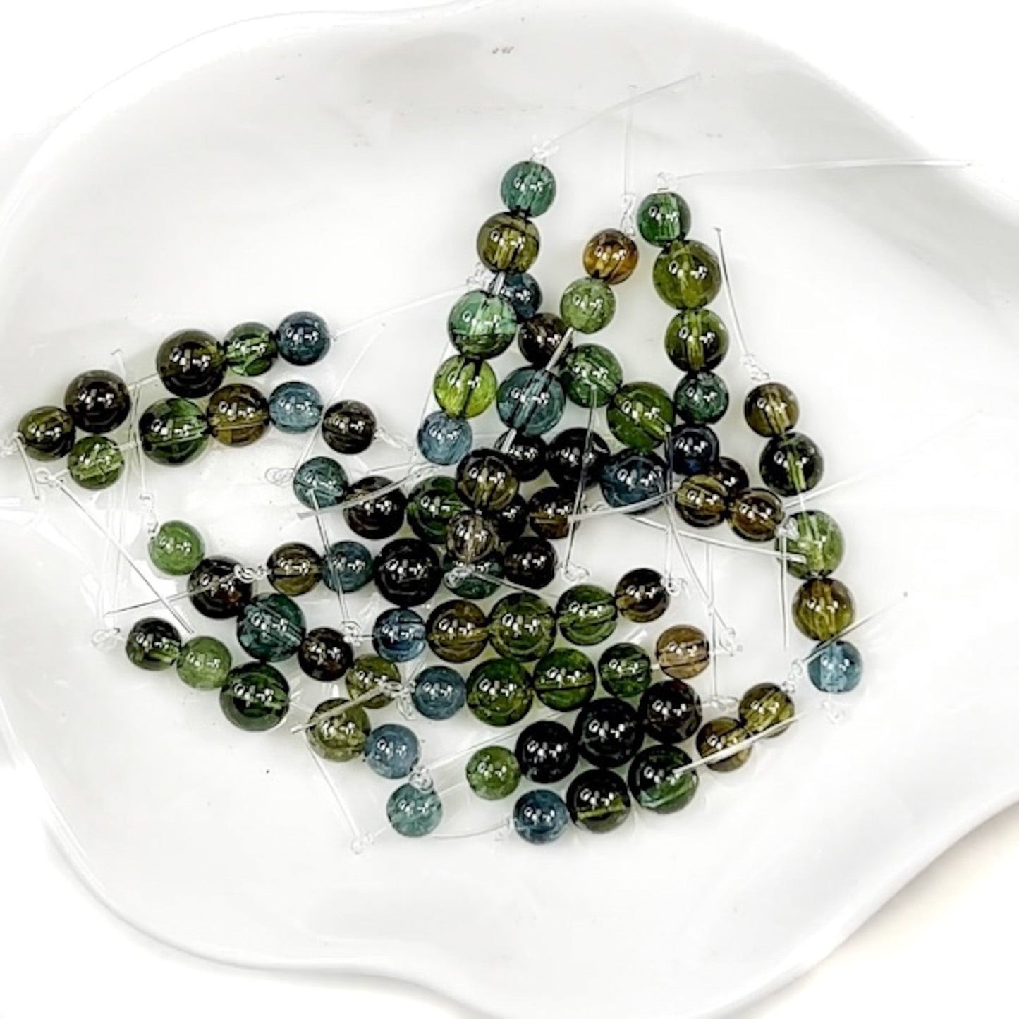 Blue & Green Tourmaline 5-6.5mm Round Bead - 5 pcs.