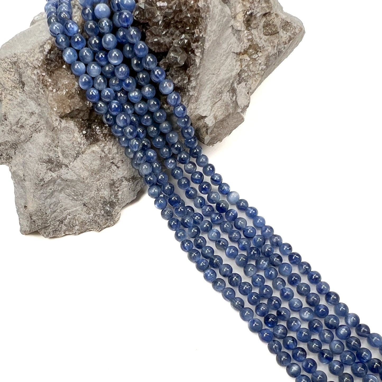 Blue Kyanite 4mm Round Bead - 8" Strand