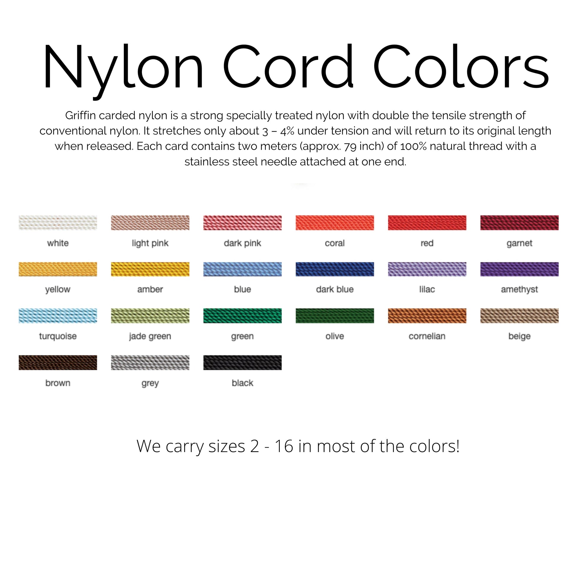 Carded Nylon Bead Cord - #10