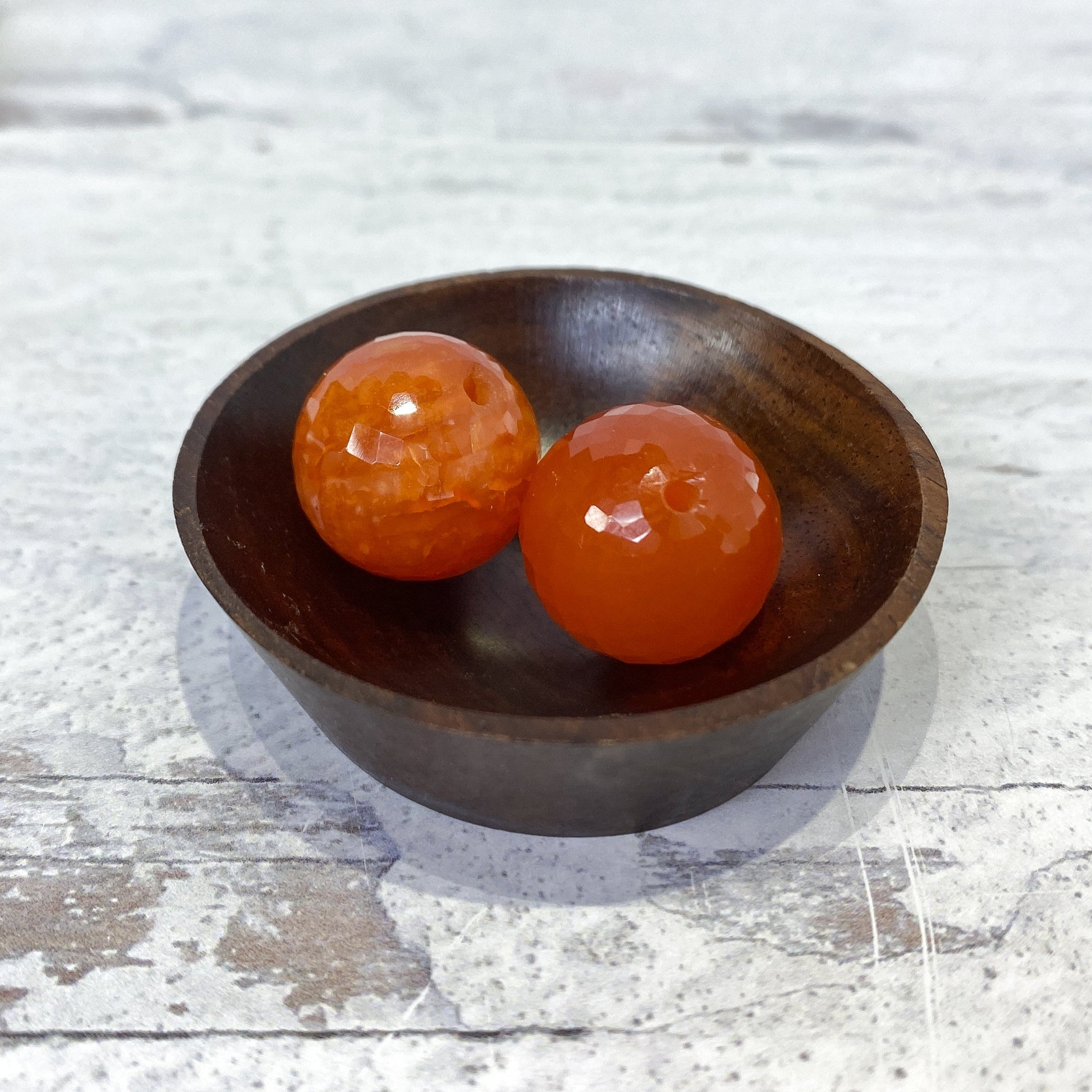 Carnelian 18mm Faceted Round Bead - 1 pc.