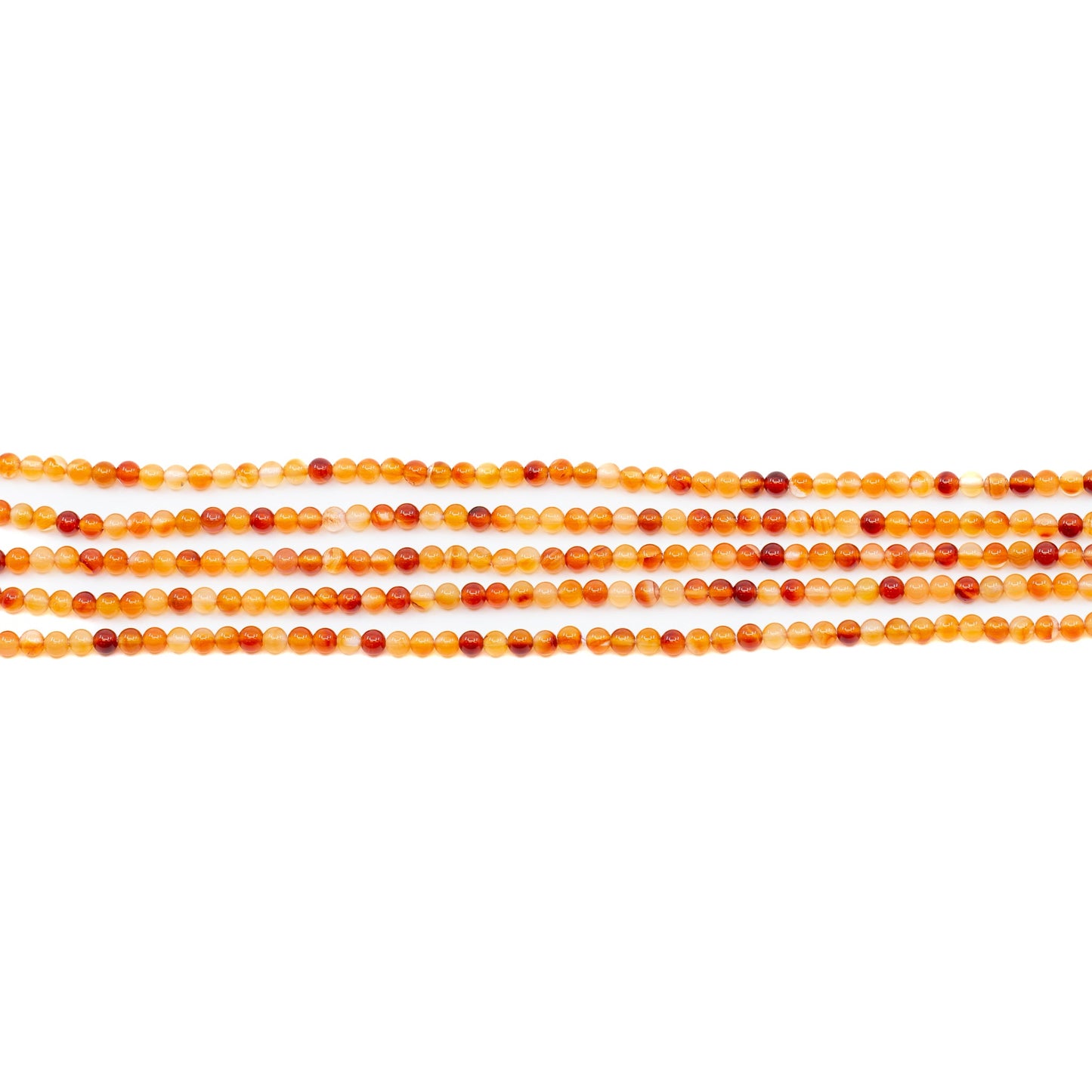 Carnelian 4mm Smooth Round Bead - 8" Strand