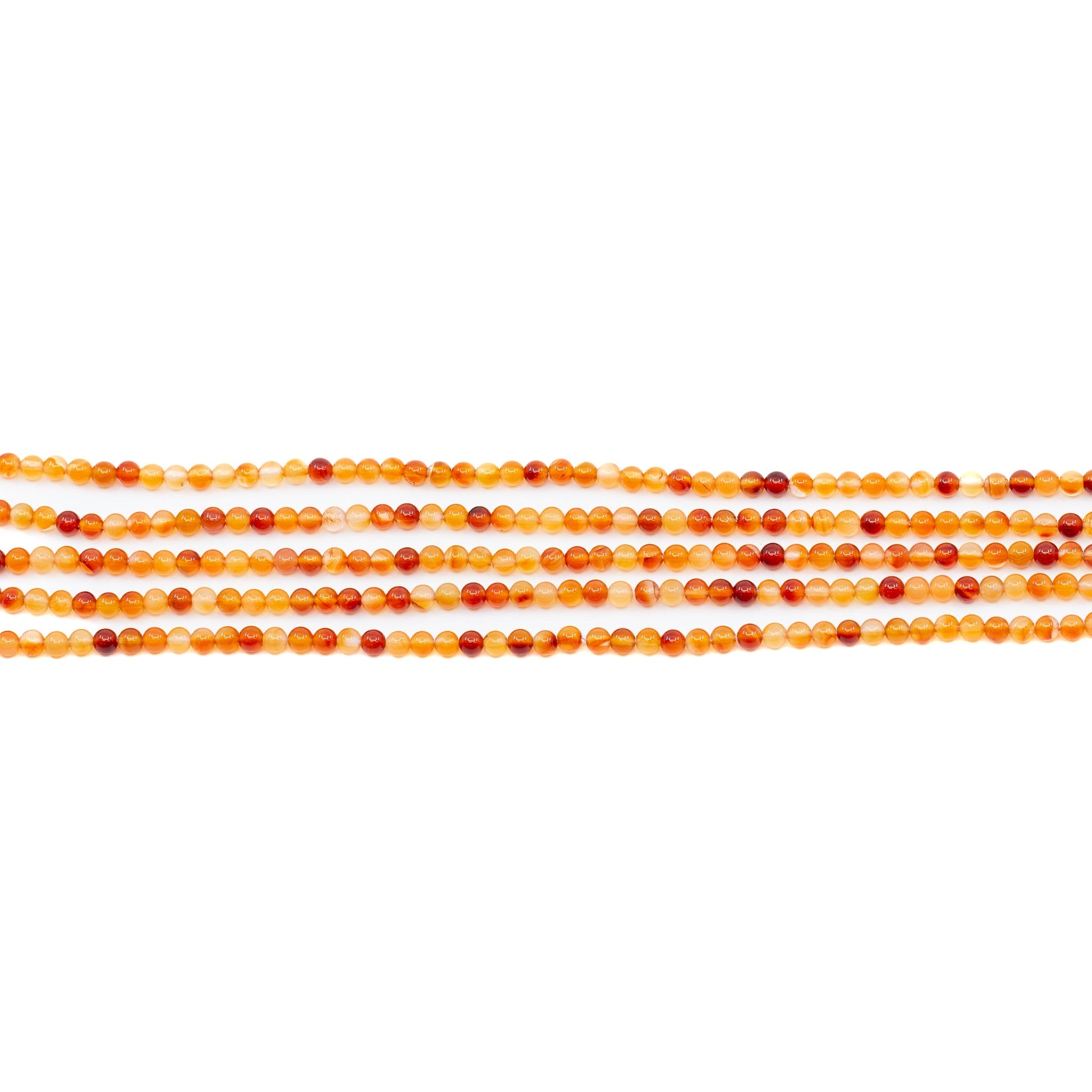 Carnelian 4mm Smooth Round Bead - 8" Strand