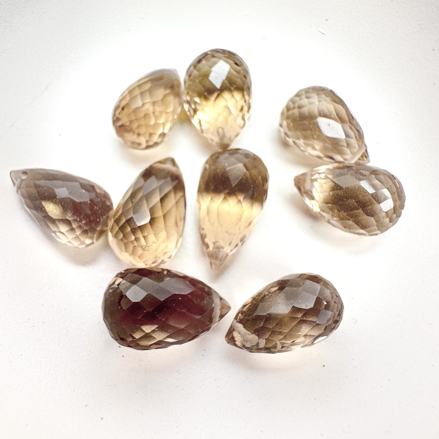 Champagne Quartz Medium Briolette Faceted Tip-Drill Bead - 12mm - 1 pc.-The Bead Gallery Honolulu