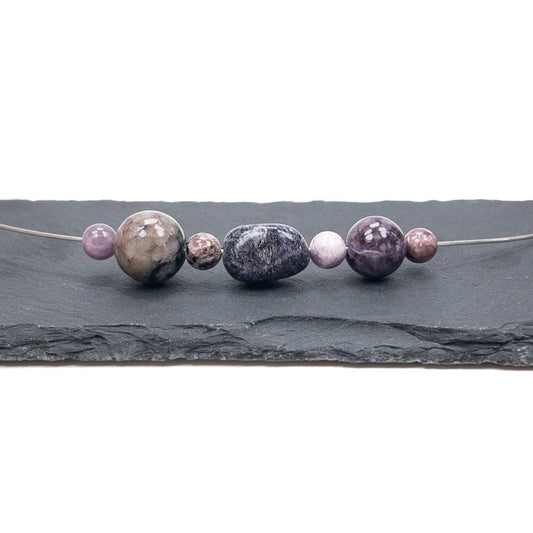 Charoite Chunky Bead Mix - 7 pc.