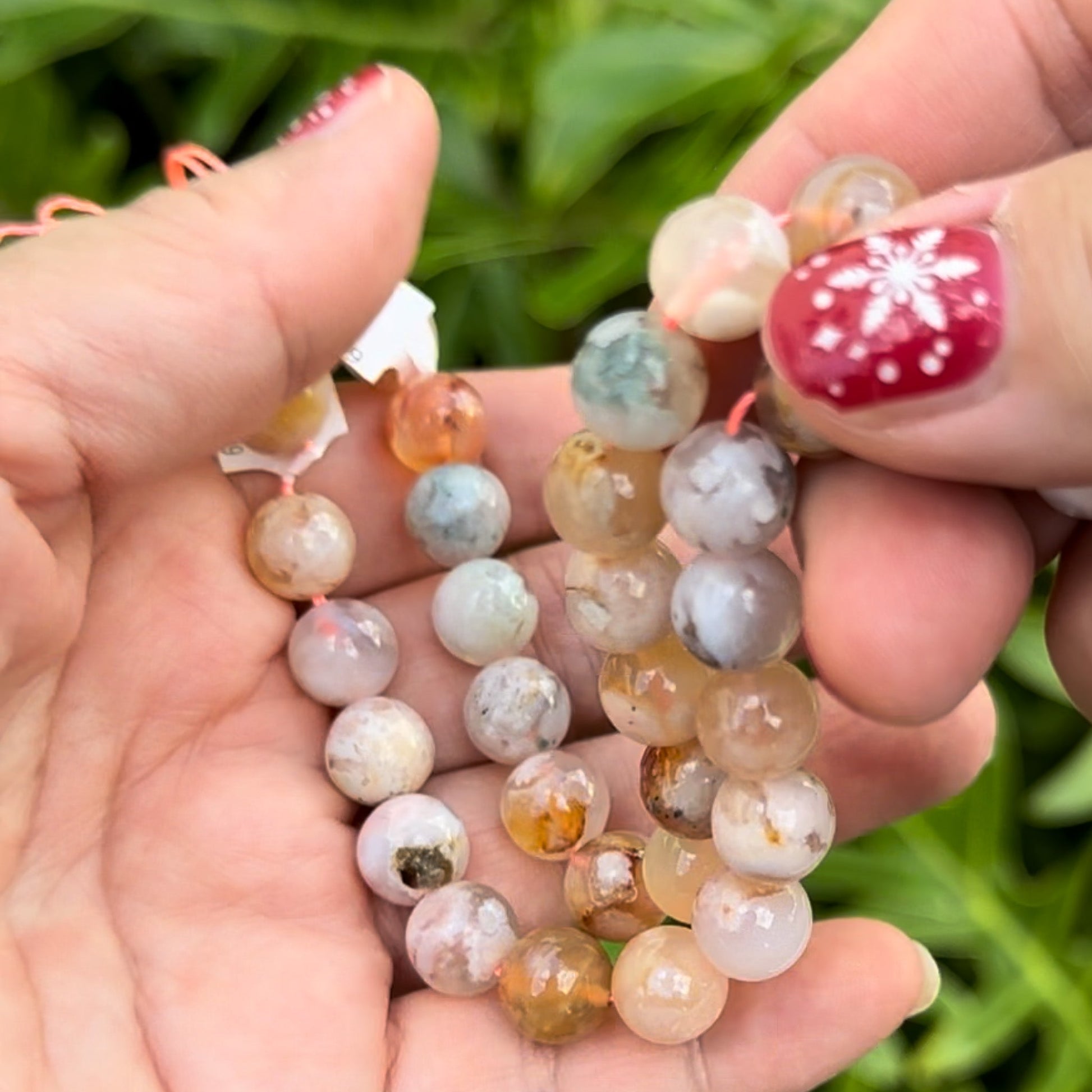 Cherry Blossom Agate 10mm Round Bead - 7.5" Strand (GEM 1150)-The Bead Gallery Honolulu