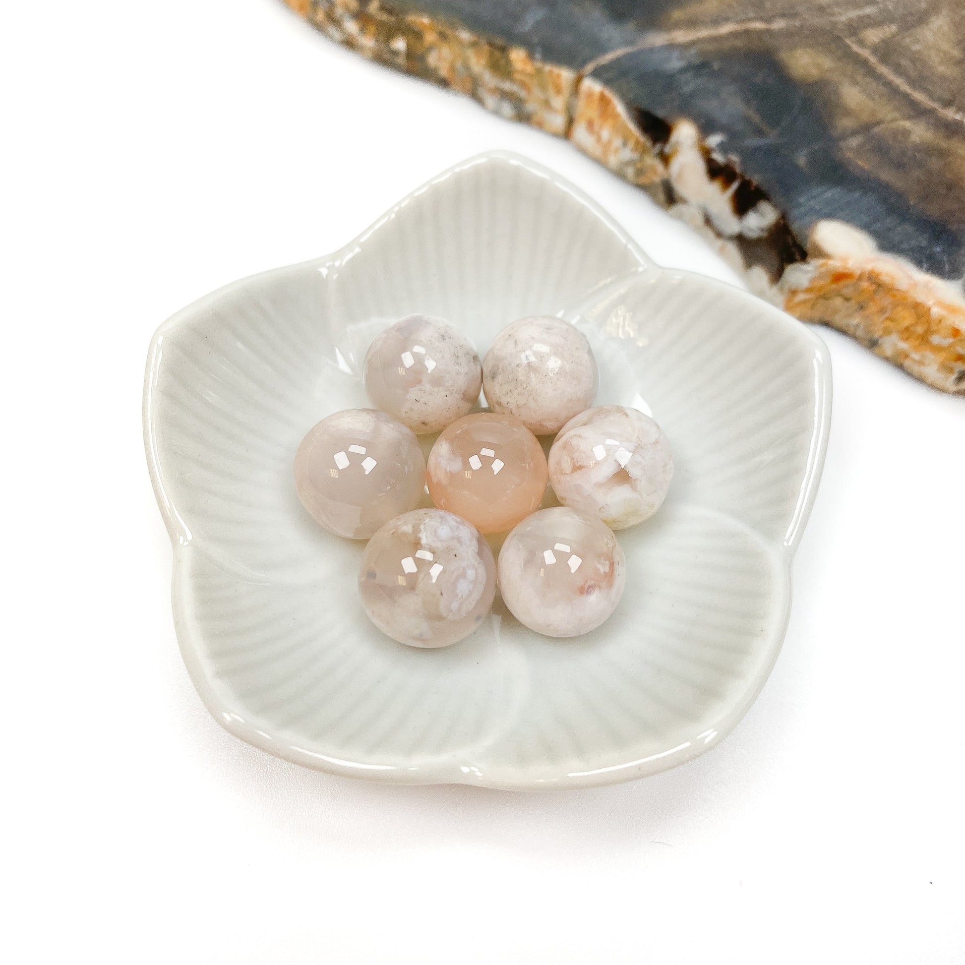 Cherry Blossom (Sakura) Agate 12mm Round Bead - 1 pc.