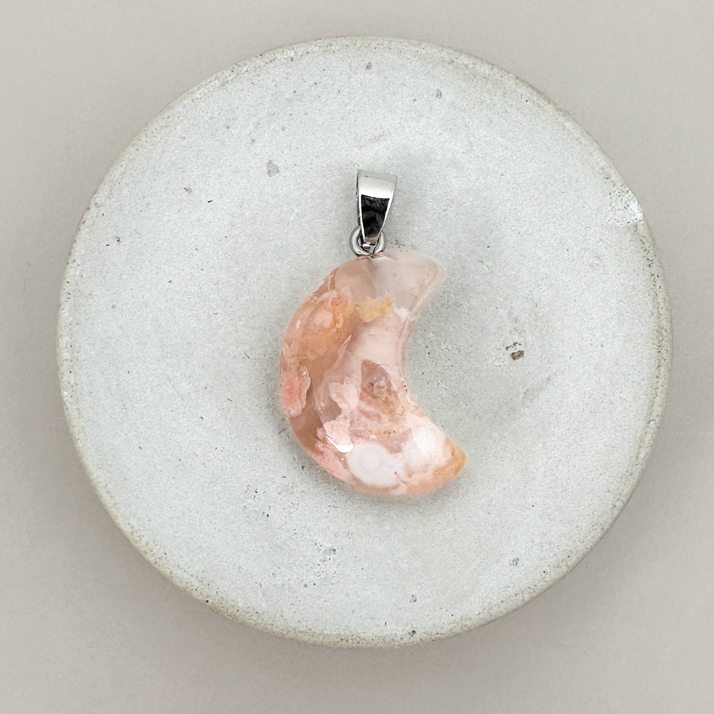 Cherry Blossom/Sakura Agate Crescent Moon Pendant - 1 pc. (P2367)