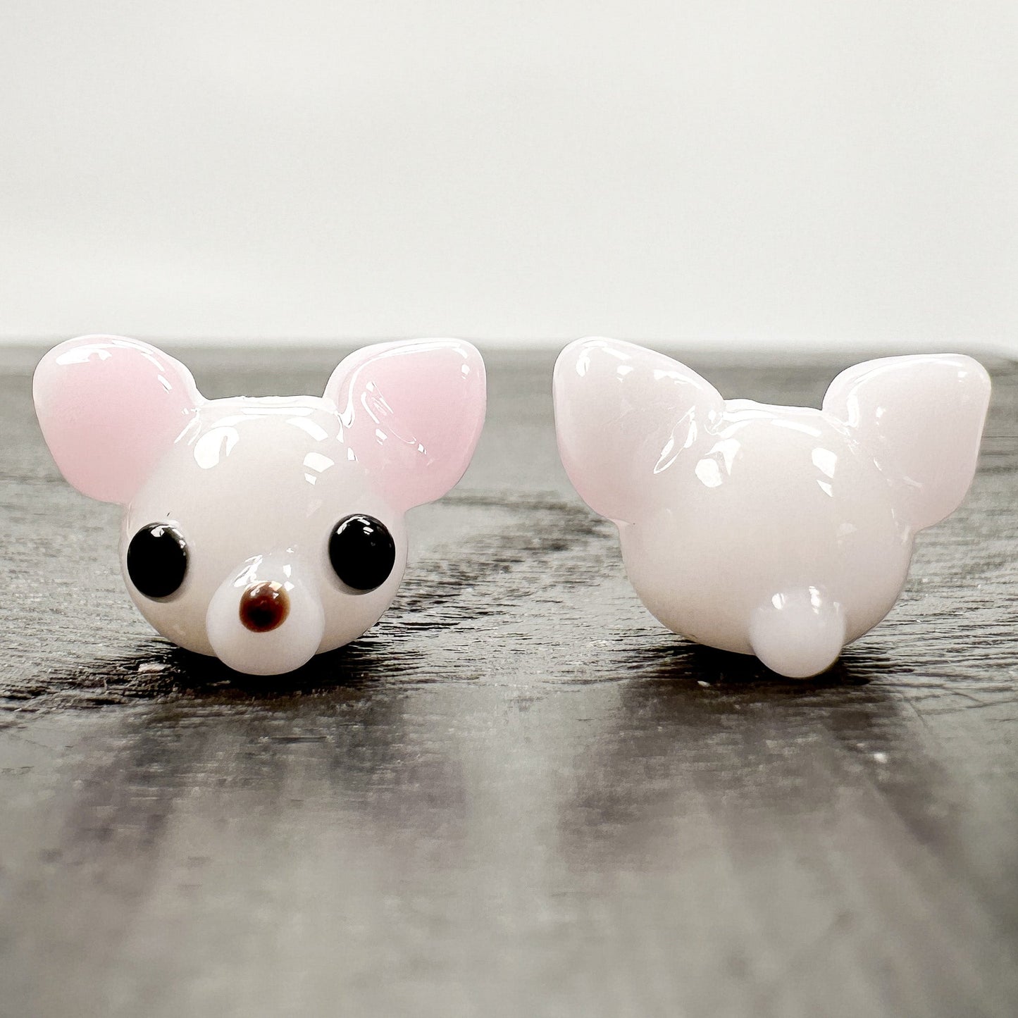 Chibi Handmade Glass Beads - Chihuahua Dog White-The Bead Gallery Honolulu