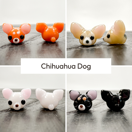 Chibi Handmade Glass Beads - Chihuahua Dog Red (4 Colors) (LB099)