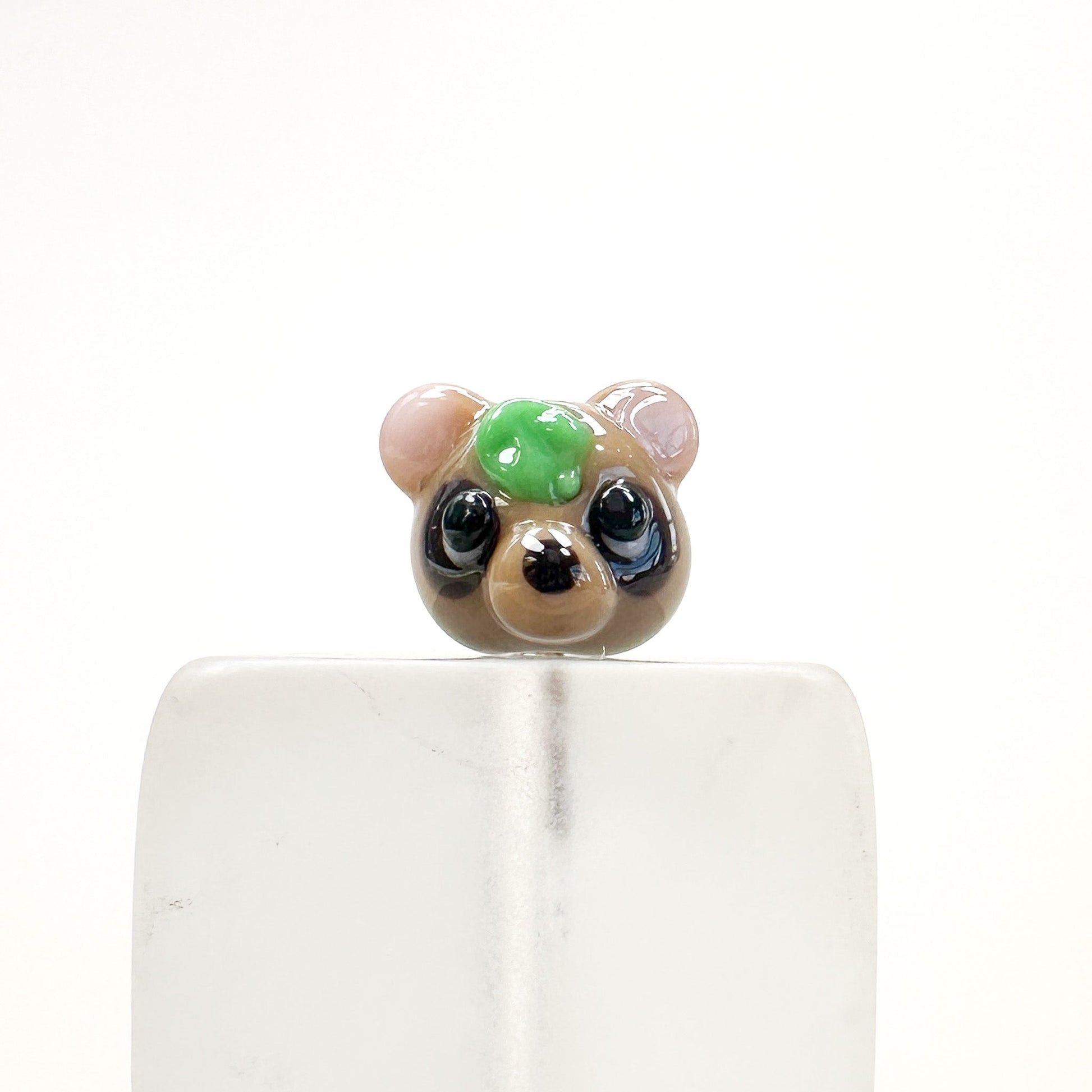 Chibi Handmade Glass Beads - Leaf Raccoon-The Bead Gallery Honolulu