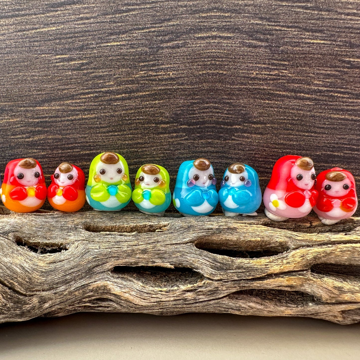 Chibi Handmade Glass Beads - Mom & Daughter Matroyshka Dolls (5 Colors) (LB226)