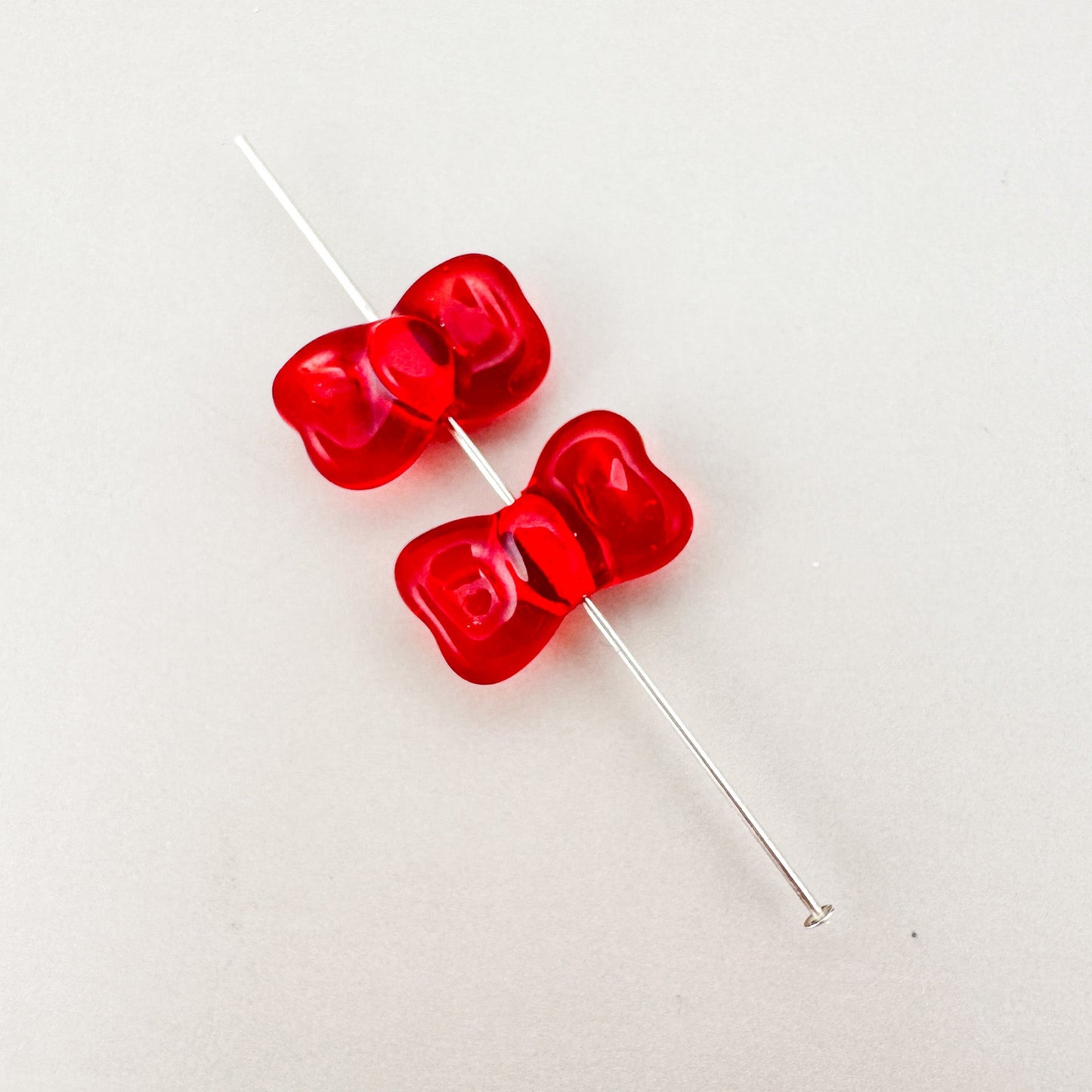 Chibi Handmade Glass Beads - Red Bow (LB284)