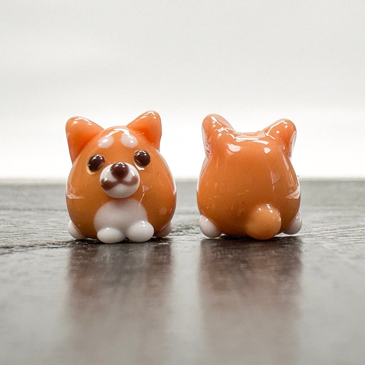 Chibi Handmade Glass Beads - Shiba Inu Dog White-The Bead Gallery Honolulu