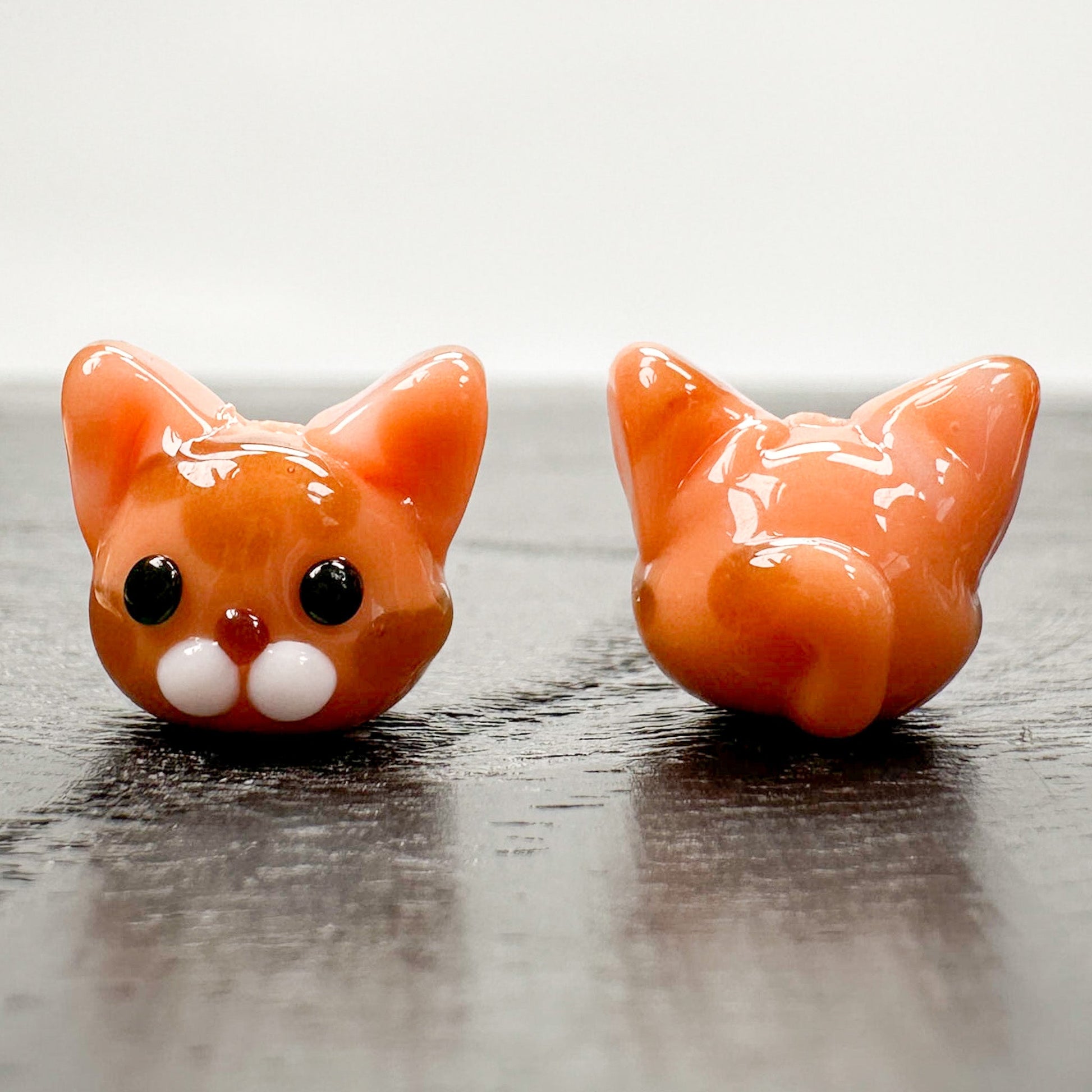 Chibi Handmade Glass Beads - Orange Tabby Cat-The Bead Gallery Honolulu