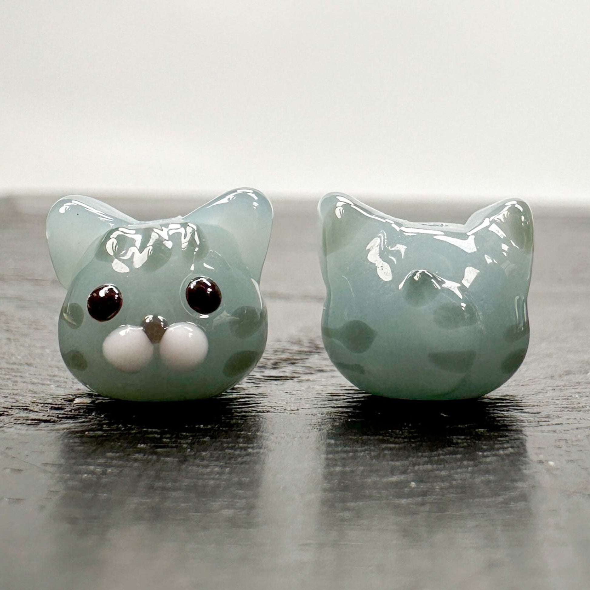 Chibi Handmade Glass Beads - Silver Tabby Cat-The Bead Gallery Honolulu