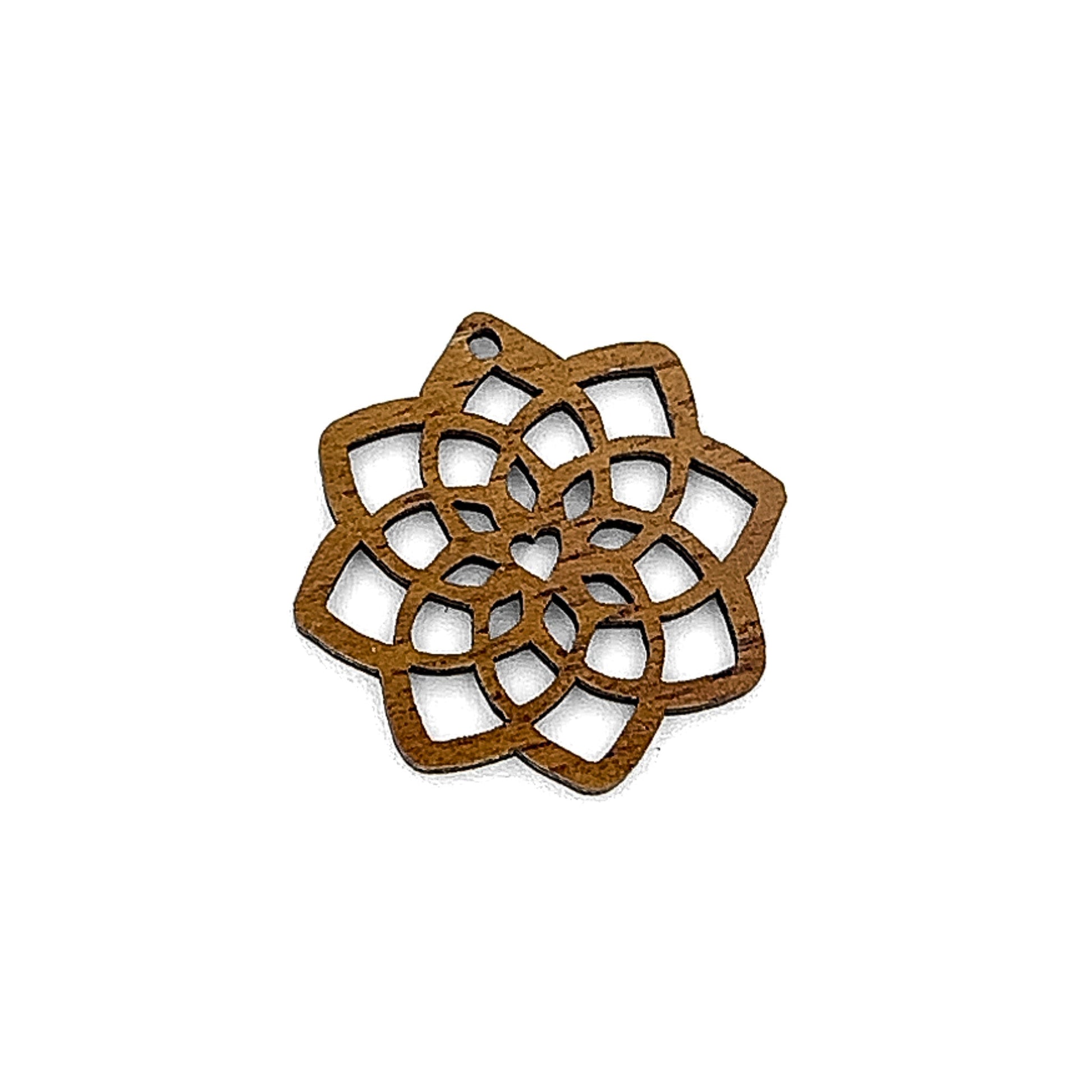 Chrysanthemum Mandala Koa Charm - 1 pc.-The Bead Gallery Honolulu