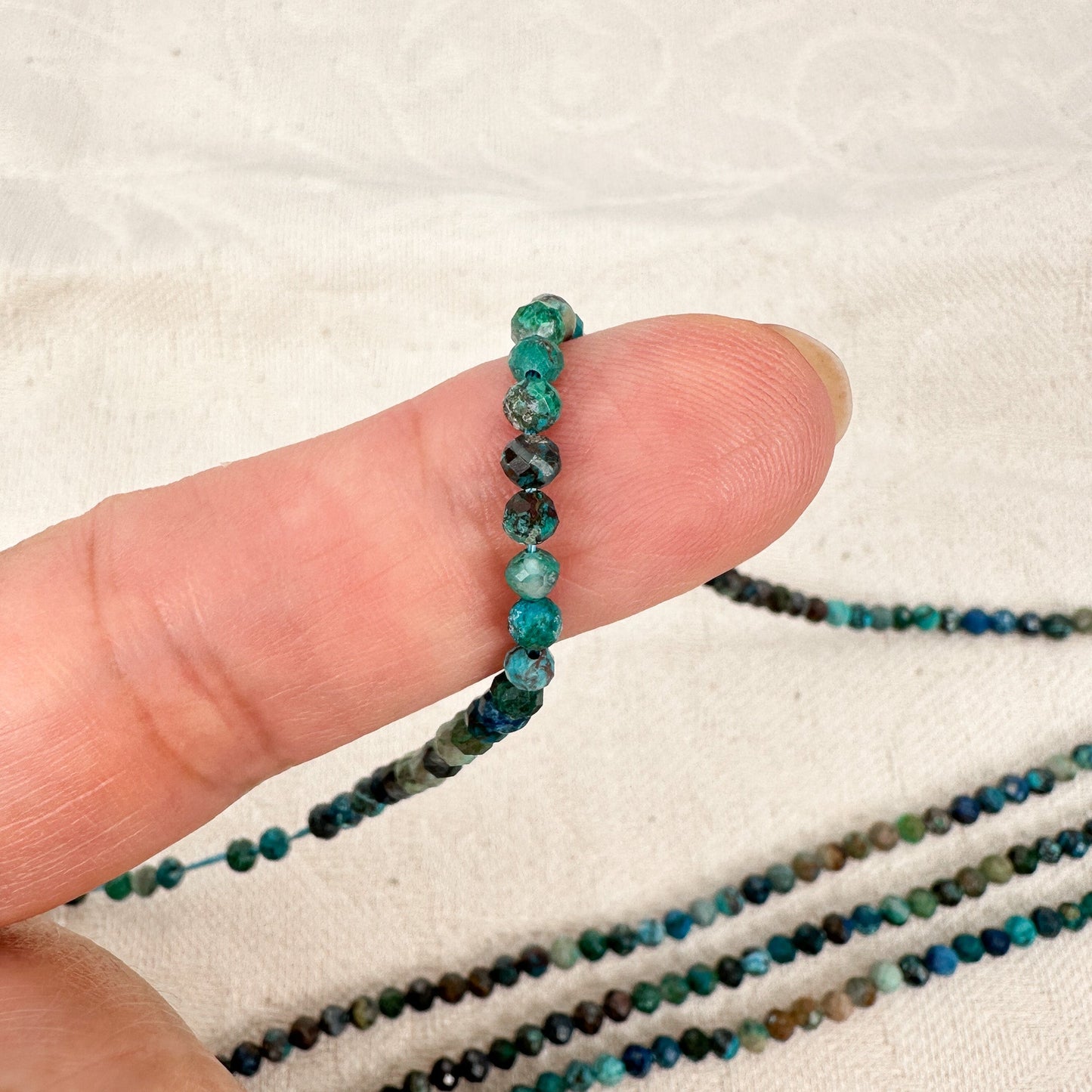 Chrysocolla/Azurite 3mm Faceted Round Bead - 7.5" Strand (GEM121)