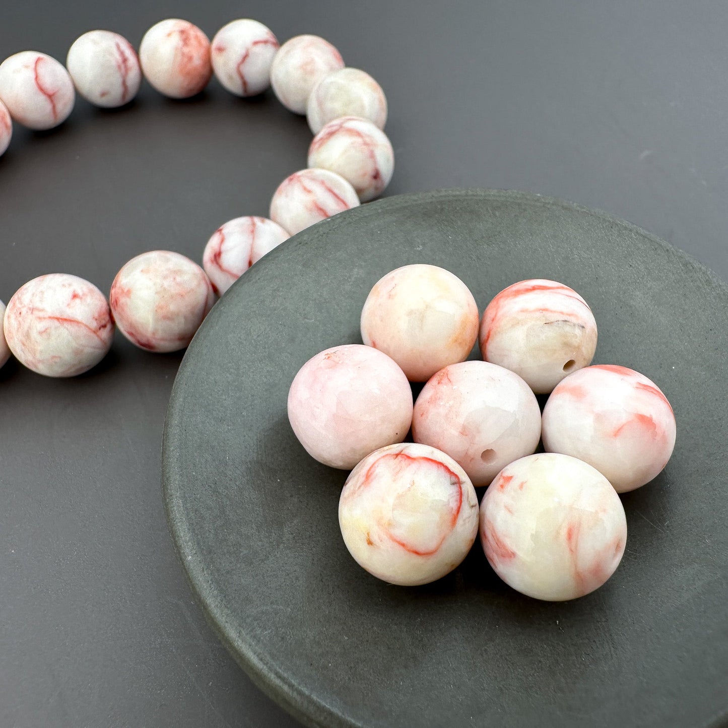 Cinnabar in Quartz 12mm Smooth Round Bead - 1 pc. (P3227)