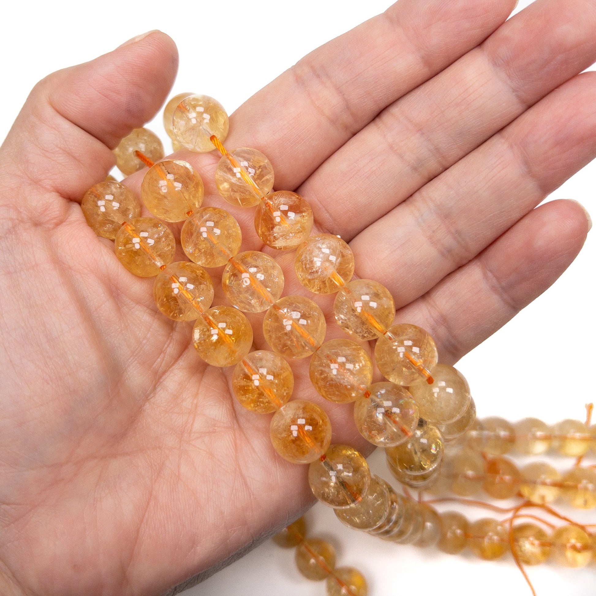 Citrine 12mm Round Bead - 7.5" Strand