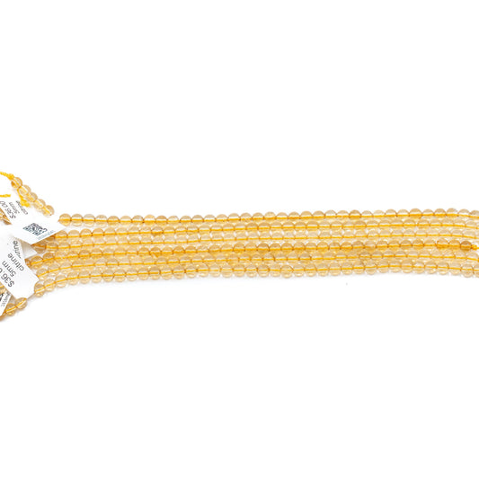 Citrine 5mm Round Bead - 8" Strand