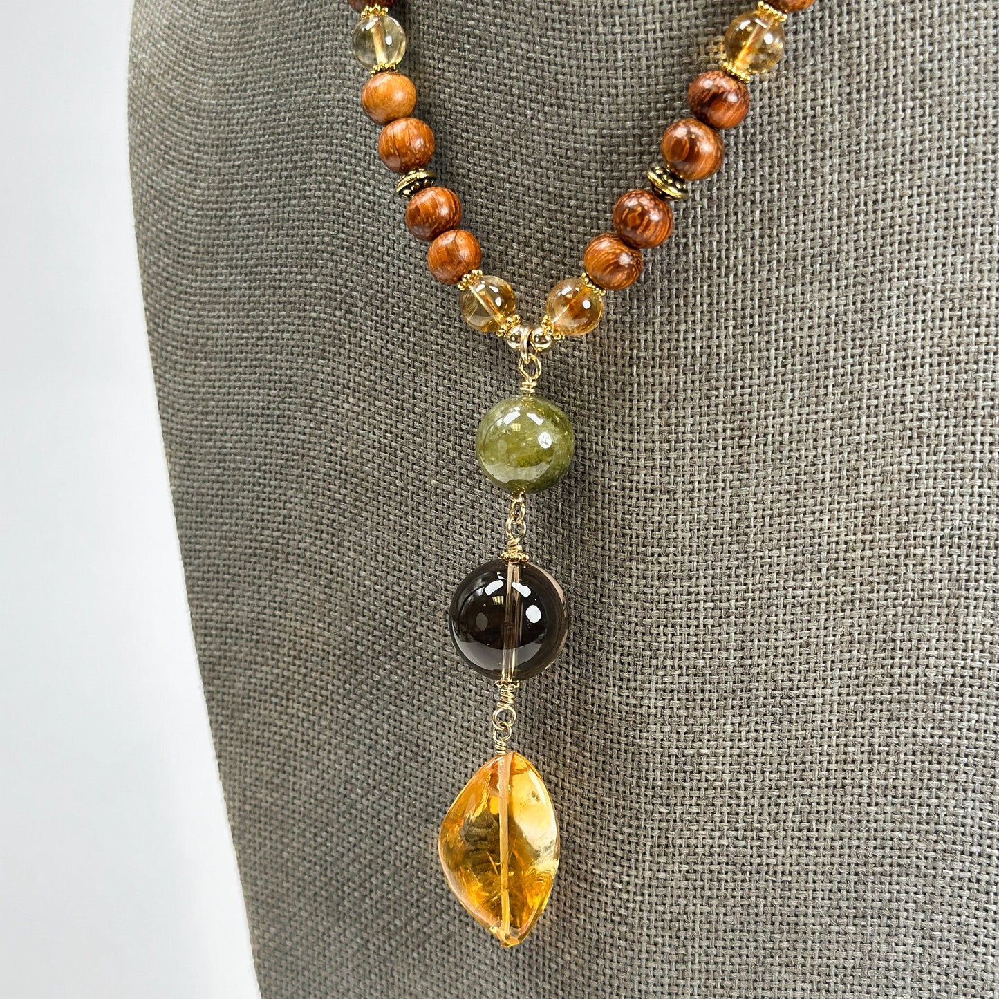 Citrine, Smoky Quartz and Green Garnet Bead Mix - 3 pcs. (MIX100)