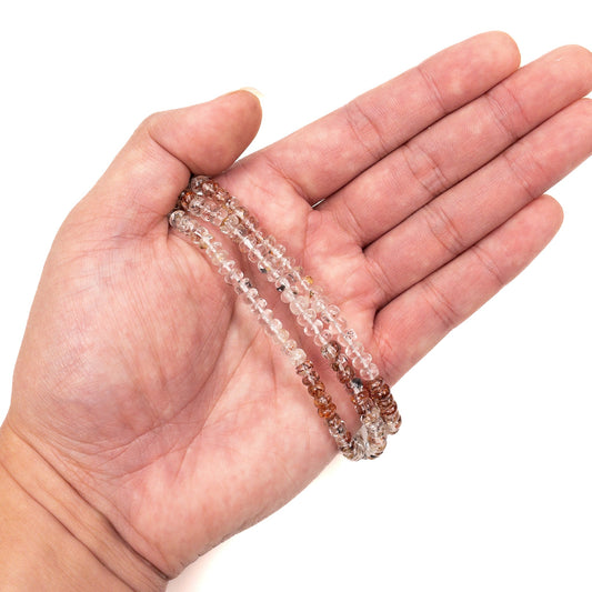 Copper Rutilated Quartz 5x4mm Smooth Rondelle Bead - 8" Strand