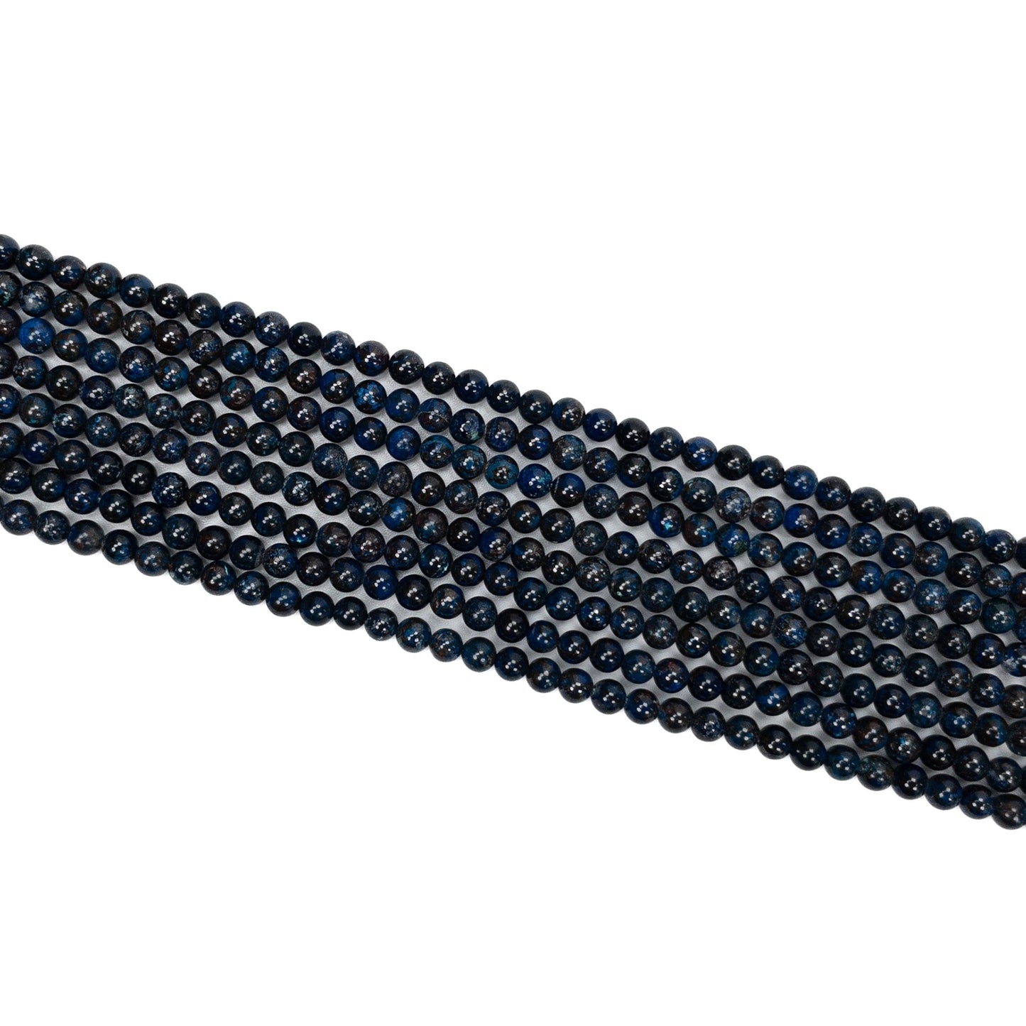 Dark Blue Chrysocolla 4mm Smooth Round Bead - 7.5" Strand