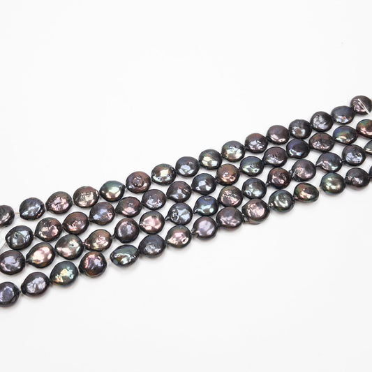 Dark Bronze 10mm Coin Freshwater Pearl - 7.5" Strand