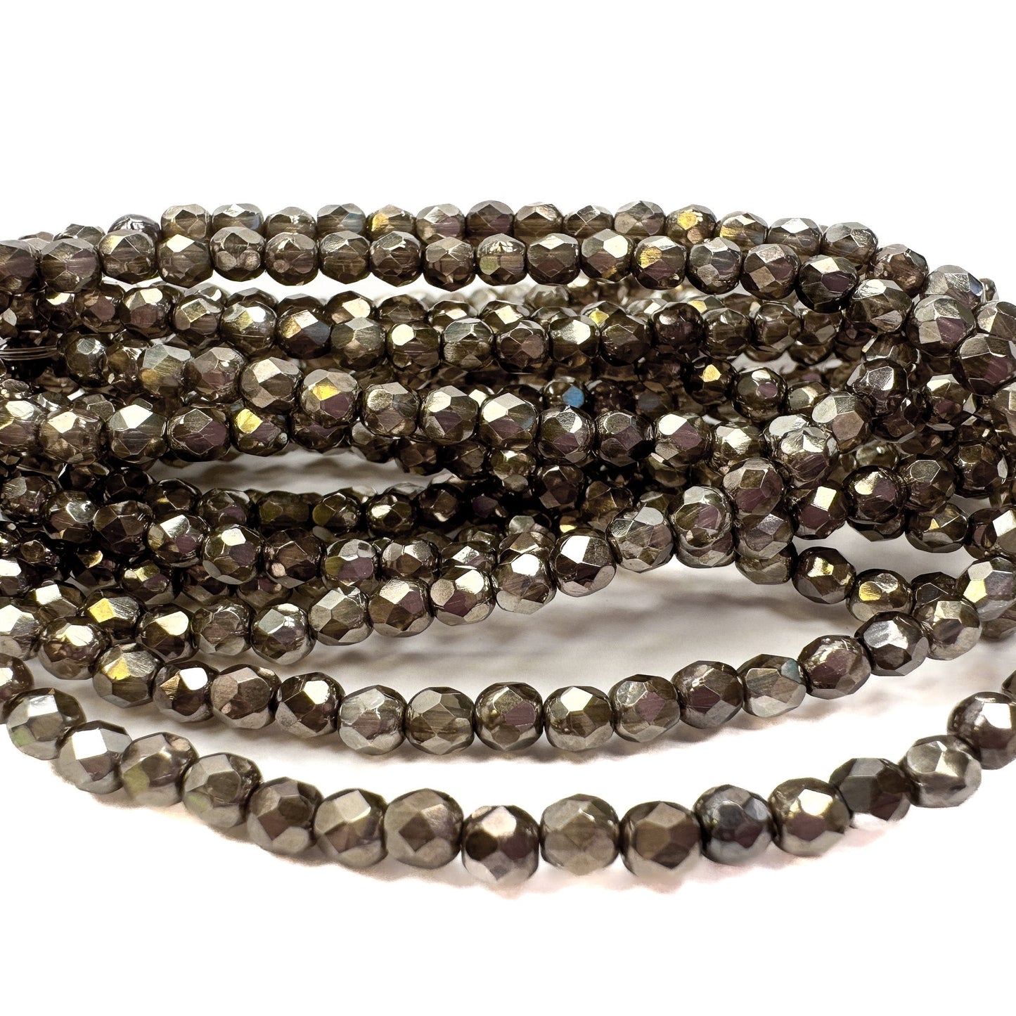 Dark Chrome Luster 4mm Faceted Glass Bead - 50 pcs.-The Bead Gallery Honolulu