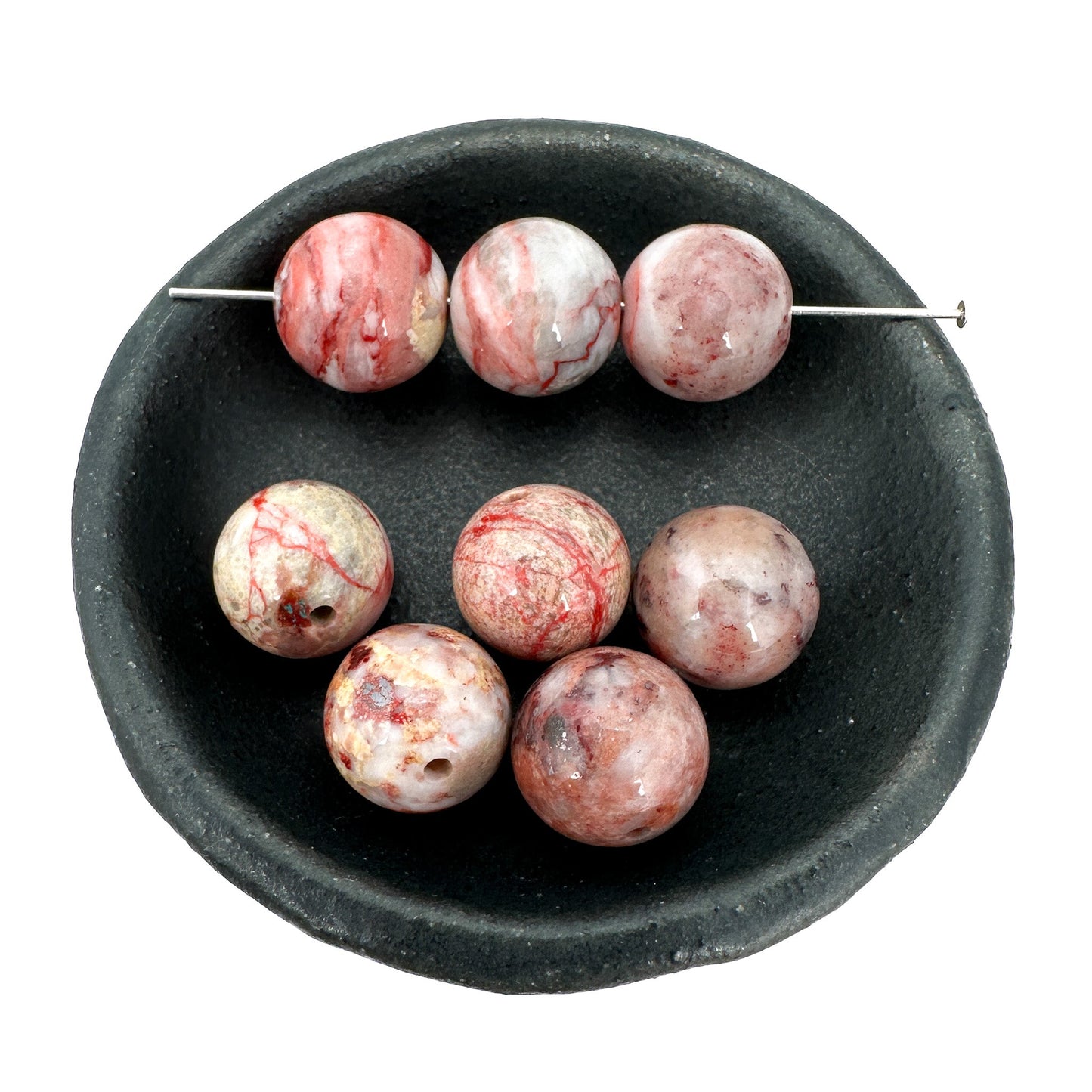 Dark Cinnabar in Quartz 11mm Smooth Round Bead - 1 pc. (P3229)