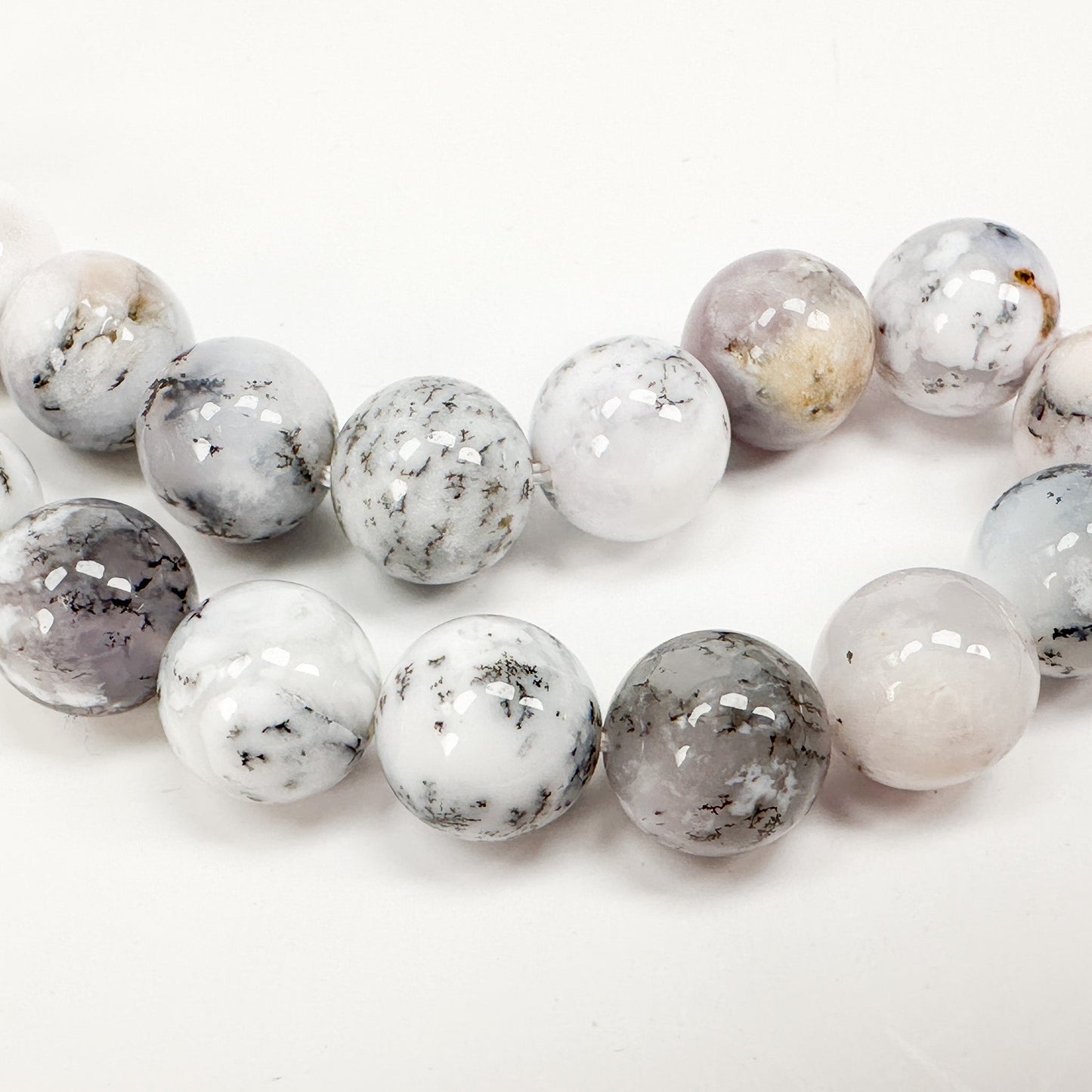 Dendritic Agate 10mm Round Bead - 7.5" Strand (GEM1719)