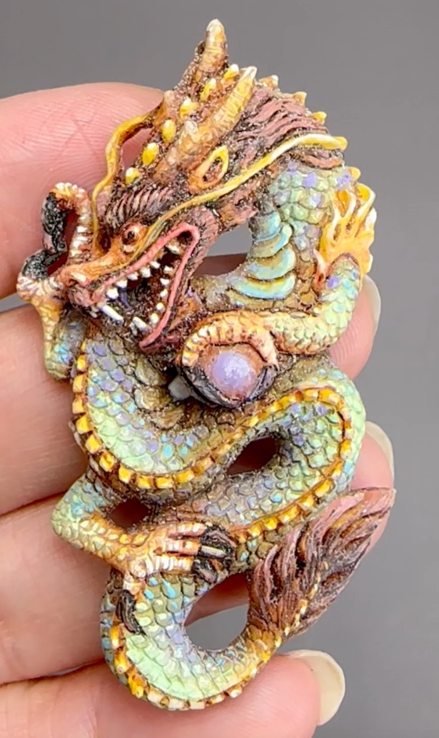 Dragon Pendants - Handcarved & Handpainted Wood from Bali (J261)