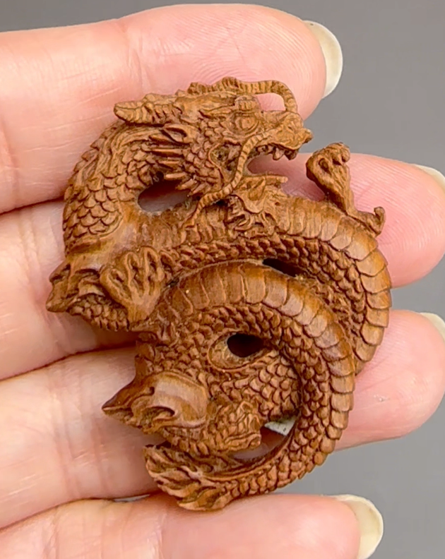 Dragon Pendants - Handcarved & Handpainted Wood from Bali (J261)