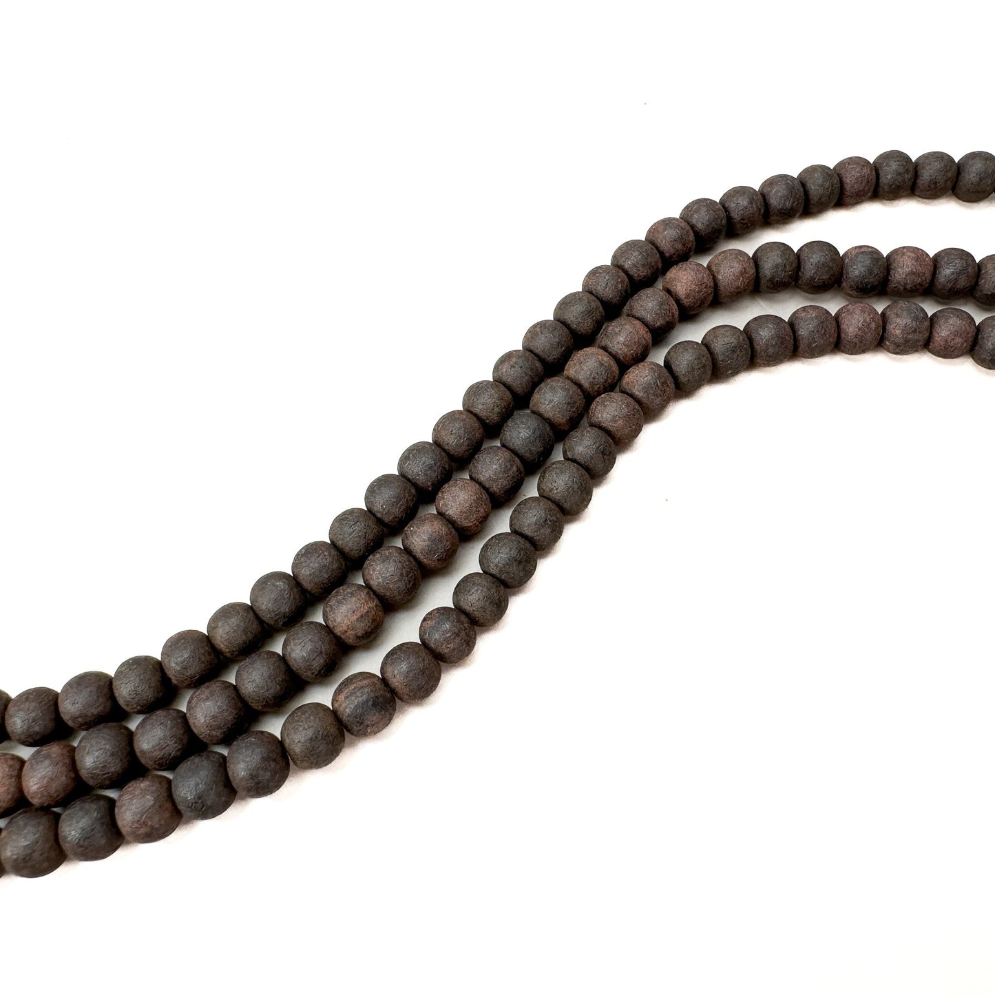 Ebony Wood 6mm Matte Finish Round Bead - 16" Strand (GEM1829)