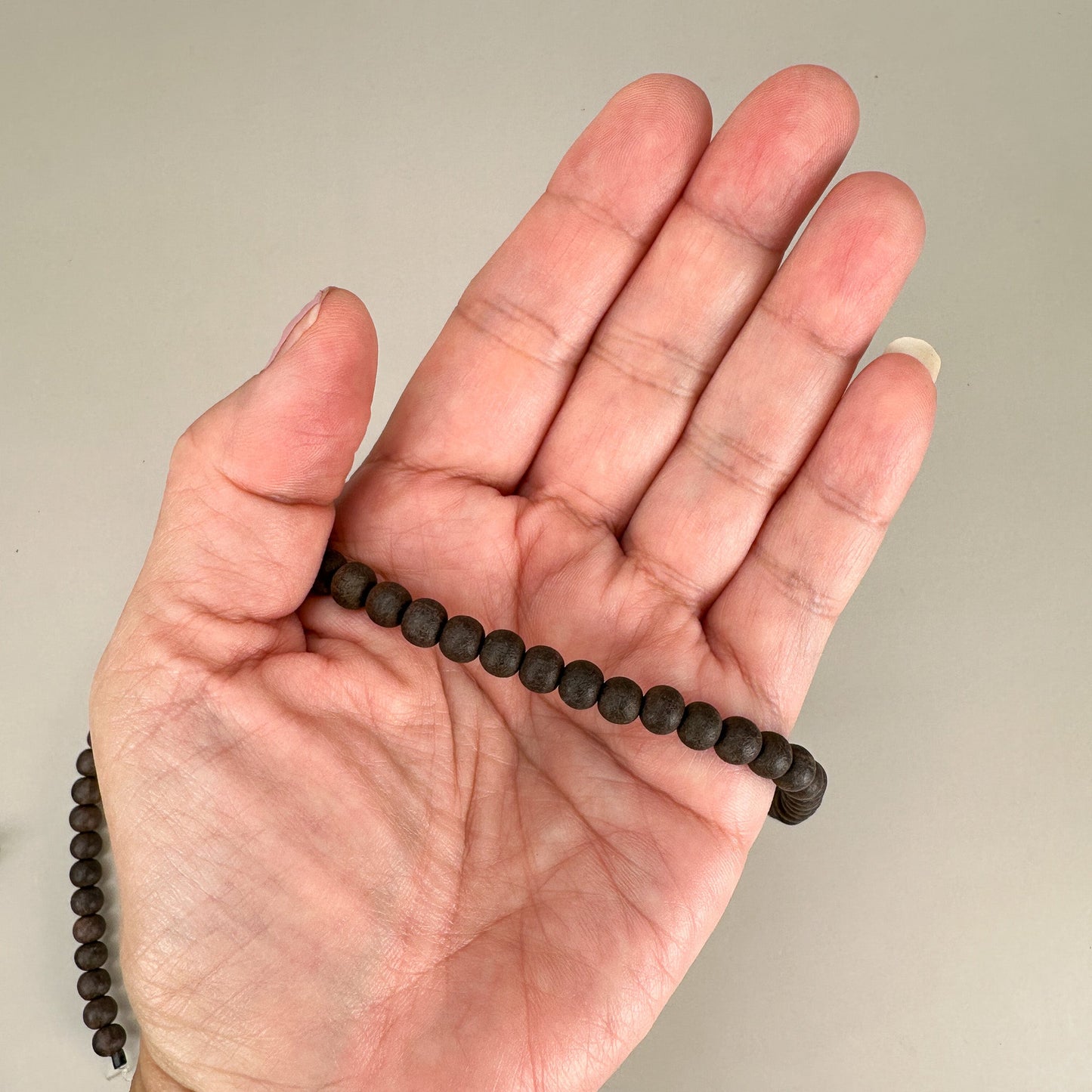 Ebony Wood 6mm Matte Finish Round Bead - 16" Strand (GEM1829)