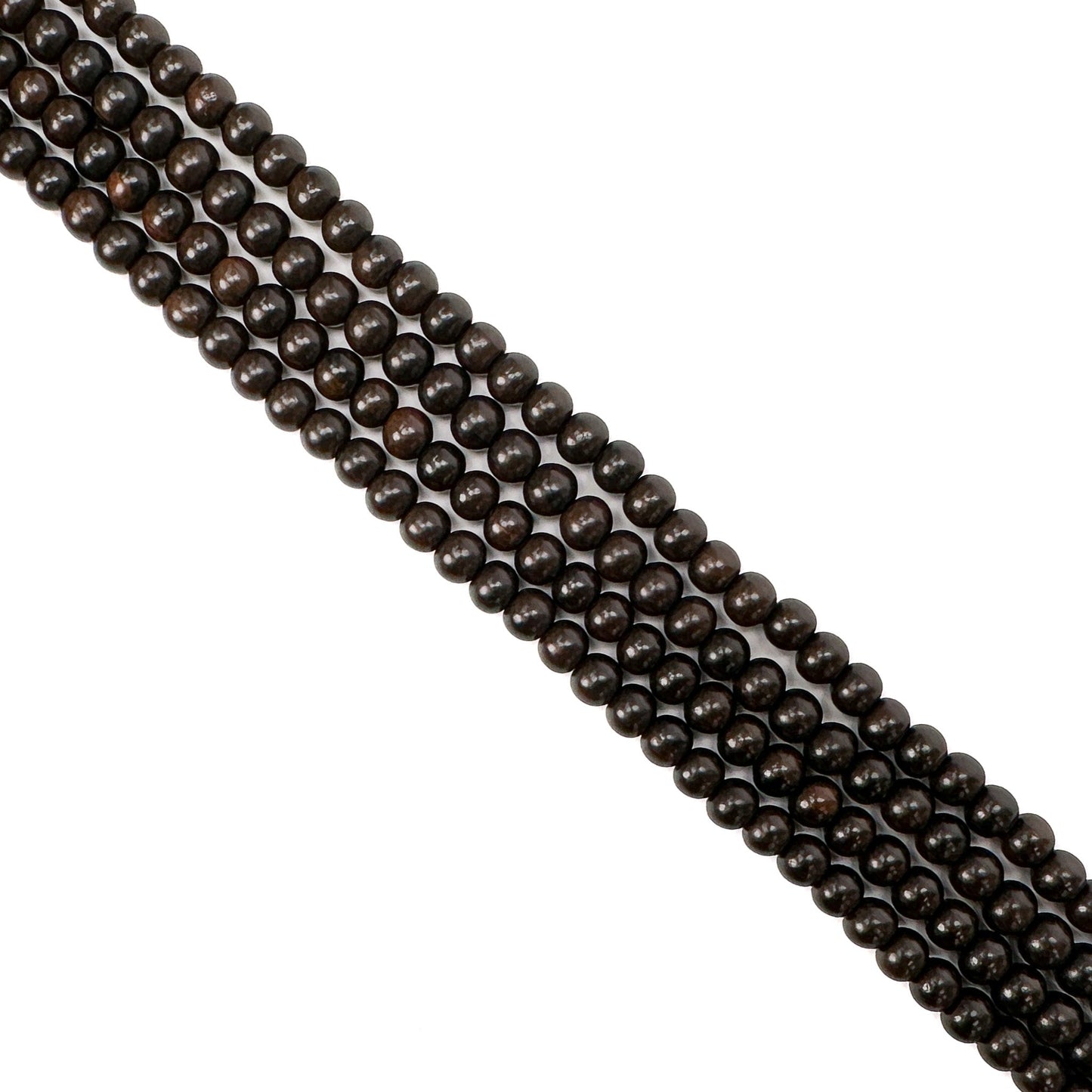 Ebony Wood 6mm Polished Finish Round Bead - 16" Strand (GEM2170)