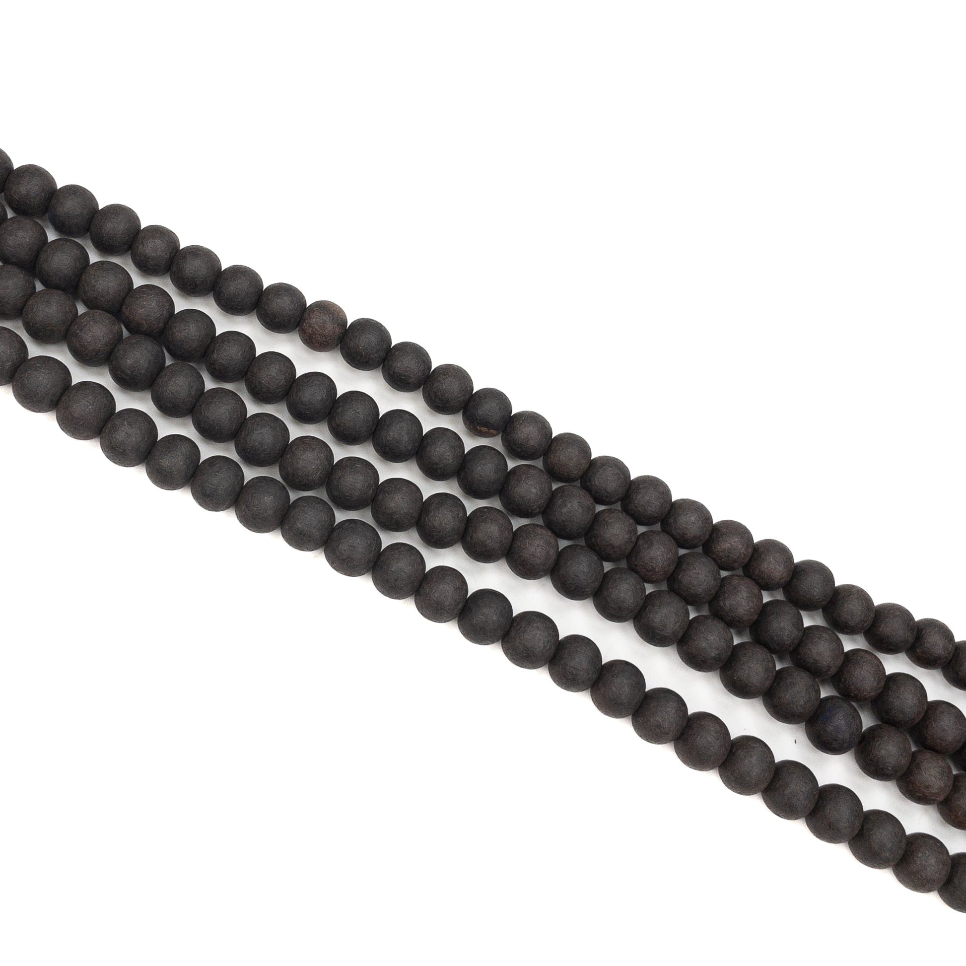 Ebony Wood 8mm Matte Finish Round Bead - 16" Strand