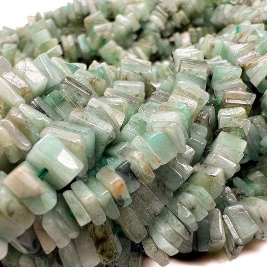 Emerald 4mm Rustic Square Slice Bead - 8" Strand-The Bead Gallery Honolulu