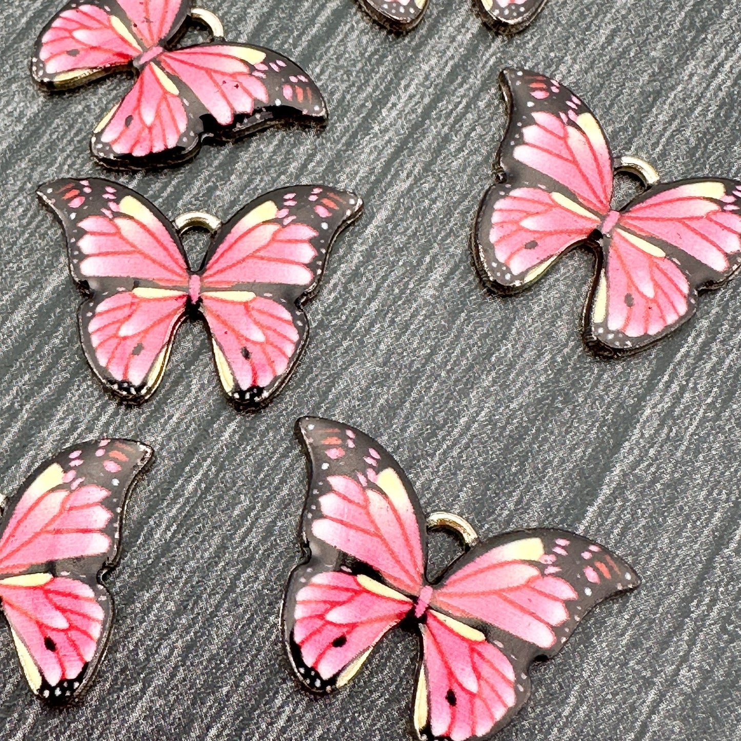 Enamel Butterfly 15.5x22mm Printed Alloy Charm - 1 pc. (M1943)