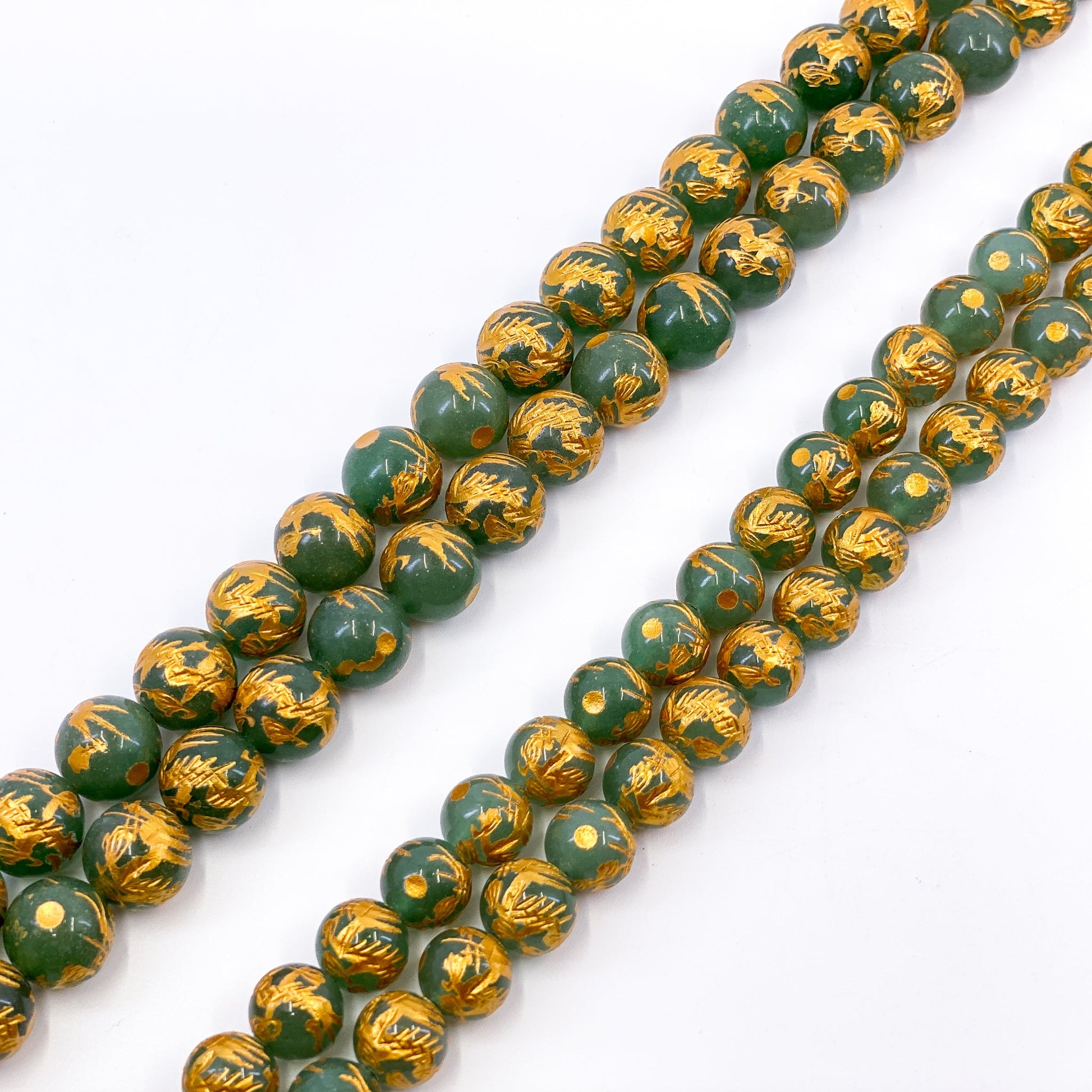 Etched Dragon 10mm Gemstone Strand - 7.75" Strand